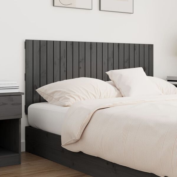 vidaXL Wall Headboard Grey 140x3x60 cm Solid Wood Pine
