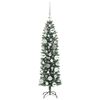 vidaXL Artificial Slim Christmas Tree Green and White 120 cm