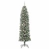 vidaXL Artificial Slim Christmas Tree Green and white 210 cm