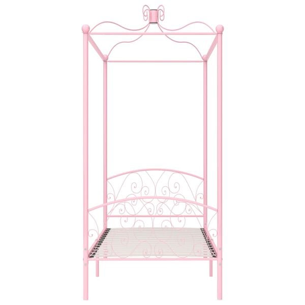 vidaXL Canopy Bed Frame without Mattress Pink Metal 90x200 cm