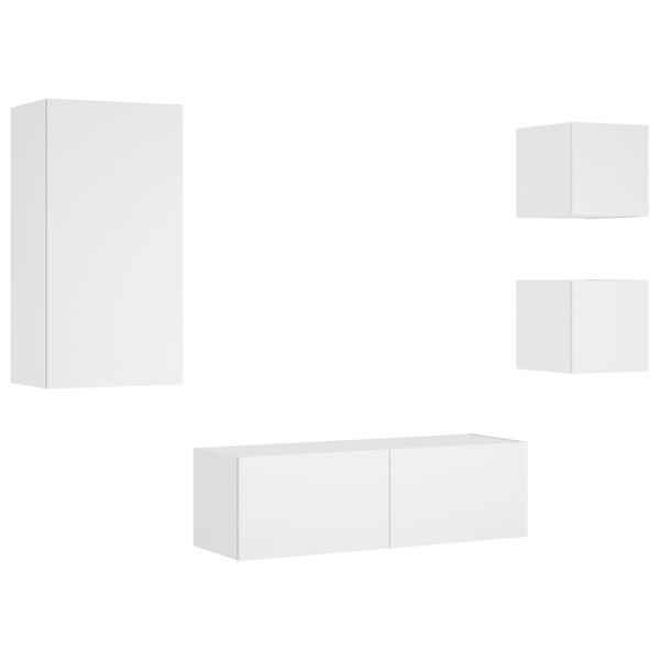 vidaXL 4 Piece TV Wall Cabinets with LED Lights White