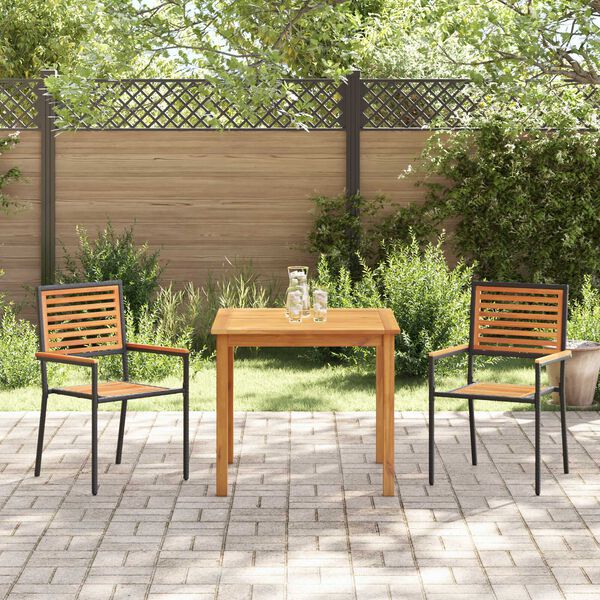 vidaXL Garden Dining Set 3 pcs Black Poly rattan