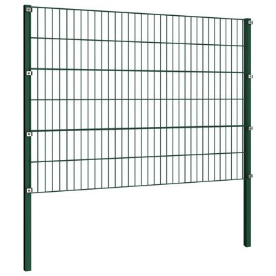vidaXL Fence Panel with Posts Iron 10.2x1.2 m Green