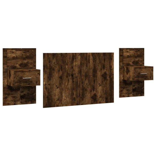 vidaXL Bed Headboard with Cabinets Smoked Oak 120 cm Engineered Wood