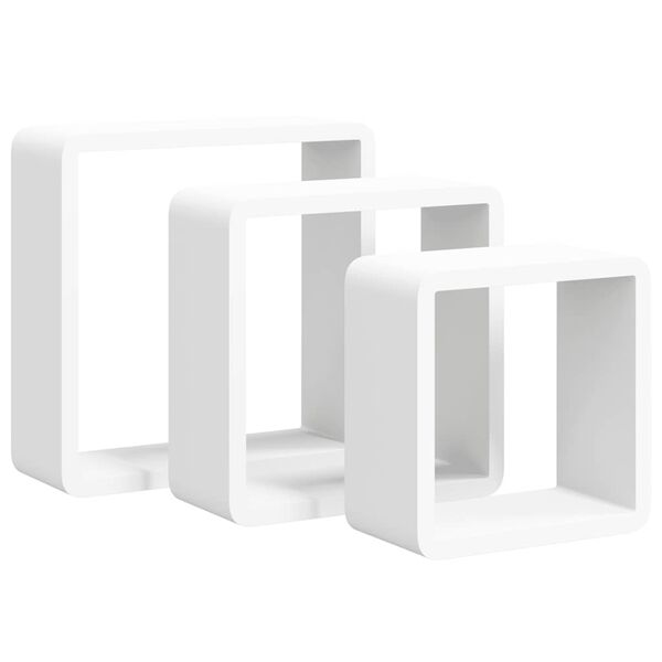 vidaXL Wall Cube Shelves 3 pcs White MDF