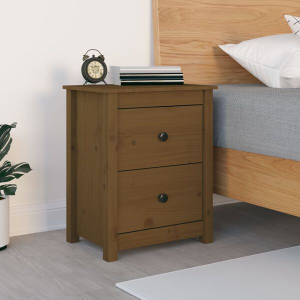 vidaXL Bedside Cabinet Honey Brown 50x35x61.5 cm Solid Wood Pine