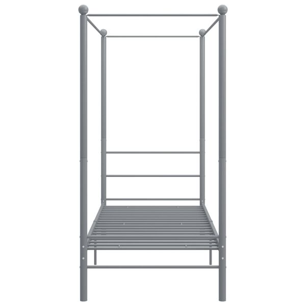 vidaXL Canopy Bed Frame without Mattress Grey Metal 90x200 cm