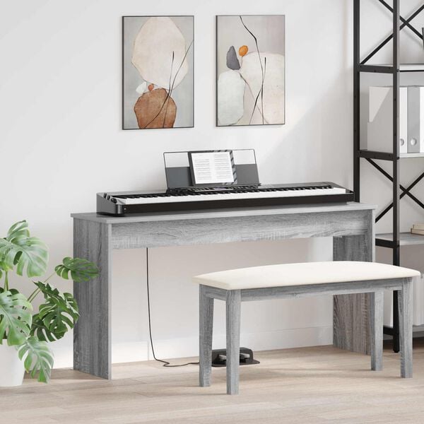 vidaXL Keyboard Stand Grey Sonoma 130 x 32 x 64 cm Engineered Wood