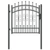 vidaXL Fence Gate with Spear Top Black 103x100 cm Powder-coated Steel