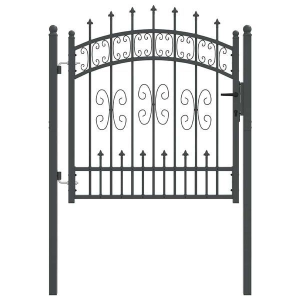 vidaXL Fence Gate with Spear Top Black 103x100 cm Powder-coated Steel