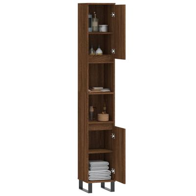 vidaXL Bathroom Cabinet Brown Oak 30x30x190 cm Engineered Wood