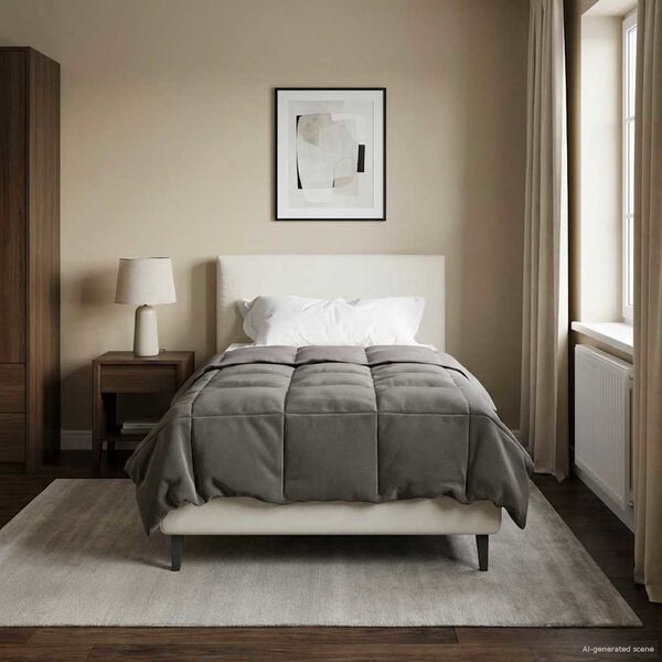 vidaXL Summer Duvet Quilted Light Grey 135 x 200 cm Microfiber