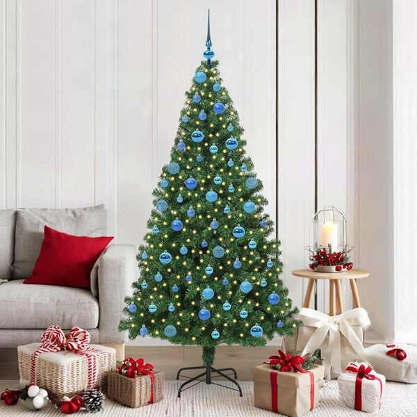 vidaXL Upside-down Artificial Pre-lit Christmas Tree with Ball Set PVC