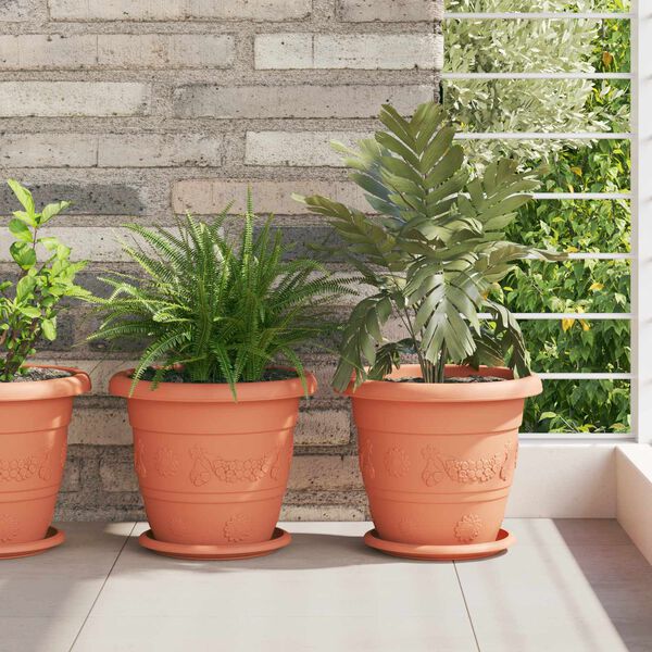 vidaXL Plant Pots 6 pcs Brick Red &Oslash; 26 x 21.5 cm Plastic