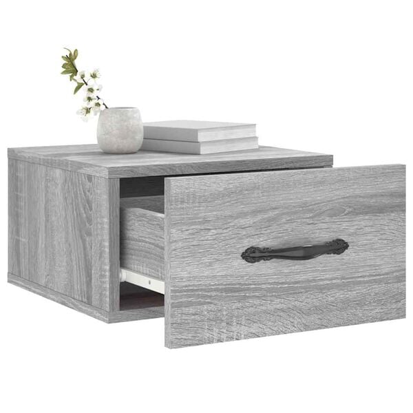 vidaXL Wall-mounted Bedside Cabinet Grey Sonoma 35x35x20 cm