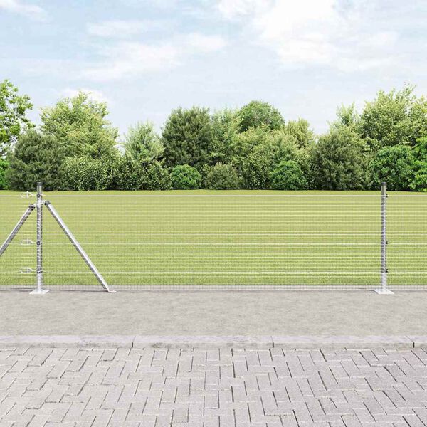 vidaXL Fence Post Silver 10 x 0.4 m (19 x 19 mm mesh) Steel