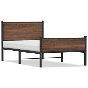vidaXL Metal Bed Frame without Mattress Brown Oak 100x190 cm