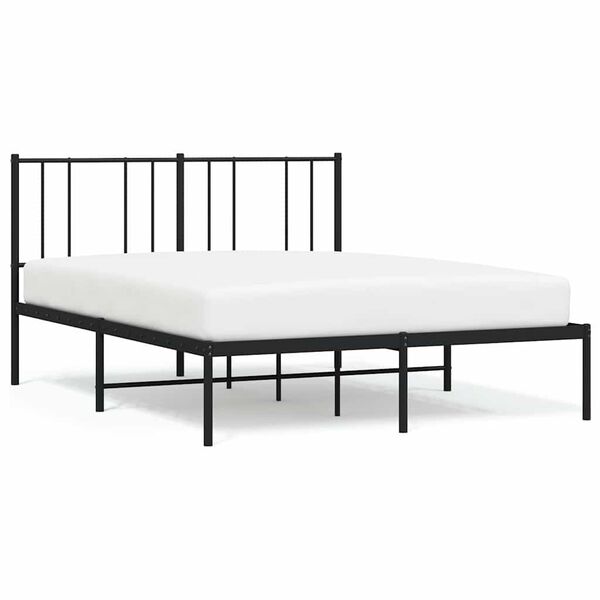 vidaXL Metal Bed Frame without Mattress with Headboard Black 120x200cm