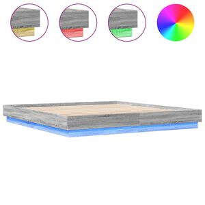 vidaXL Bed Frame with LED without Mattress Grey Sonoma 200x200 cm