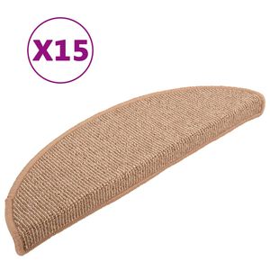 vidaXL Carpet Stair Tread | Set of 15 | Light brown | 100% PP | 15 pieces