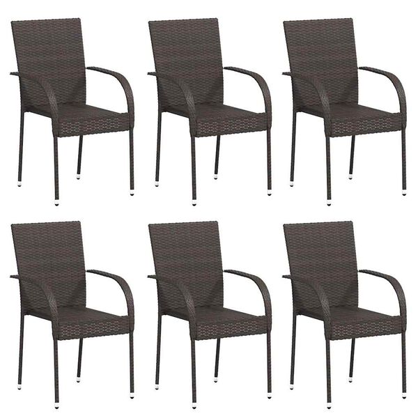 vidaXL Stackable Outdoor Chairs 2 pcs Poly Rattan Brown