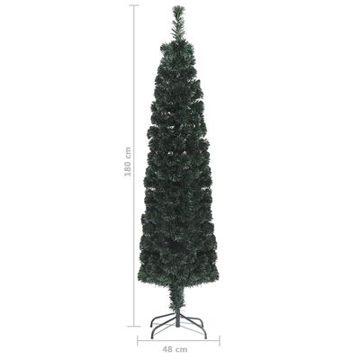 vidaXL Artificial Slim Christmas Tree with Stand 180 cm Fibre Optic