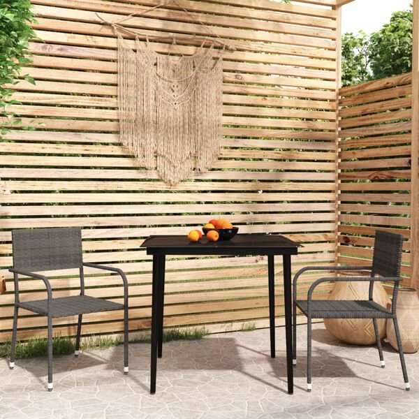 vidaXL 3 Piece Garden Dining Set Grey