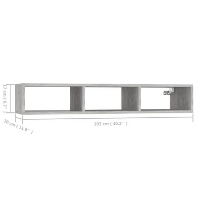 vidaXL Wall Shelf Concrete Grey 102x30x17 cm Engineered Wood