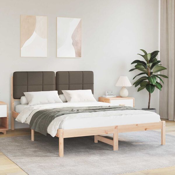 vidaXL Bed Frame with Upholstered Headboard Taupe 140 x 200 cm