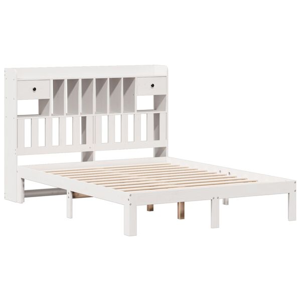 vidaXL Bookcase Bed without Mattress White 135x190cm Solid Wood Pine