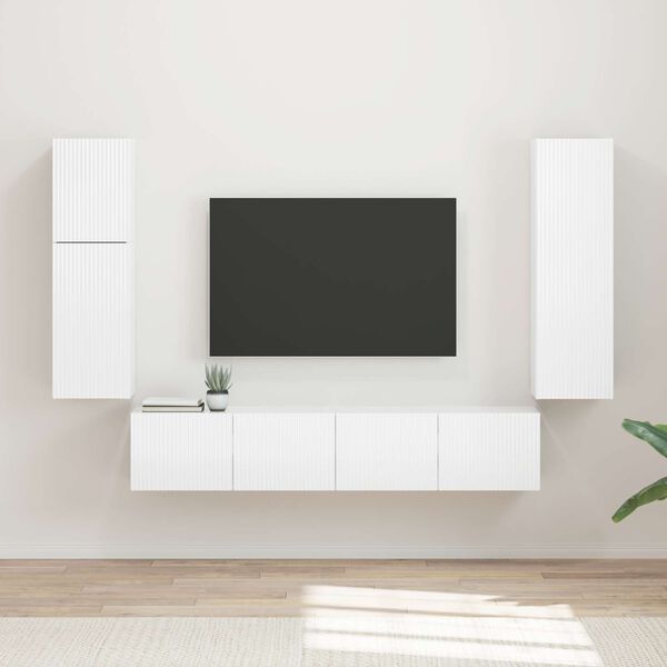 vidaXL TV Cabinet Set 4 pcs High Gloss White Engineered Wood