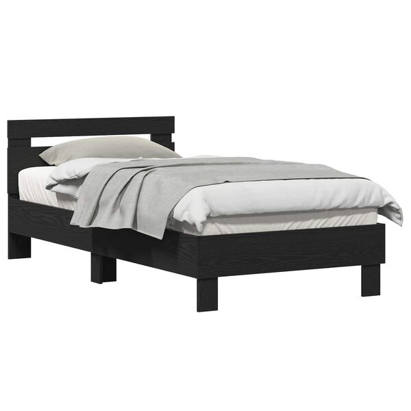 vidaXL Bed Frame Black Oak 193 x 95 x 88 cm Solid Oak Wood