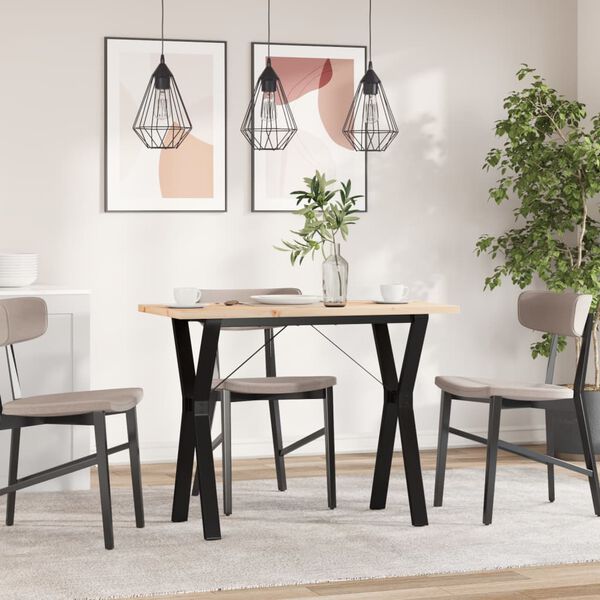 vidaXL Dining Table Y-Frame 100x50x75.5 cm Solid Wood Pine and Steel