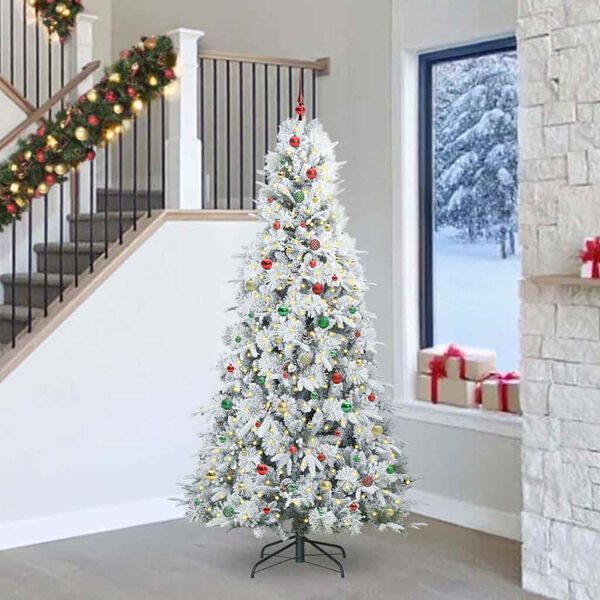 vidaXL Artificial Hinged Christmas Tree White 240 cm PE and PVC