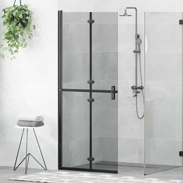 vidaXL Walk-in shower wall Black and dark transparent 80 x 190 cm