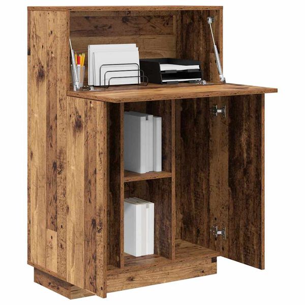 vidaXL Desk with Shelf Old Wood 71.5 x 31.5 x 106.5 cm Engineered Wood