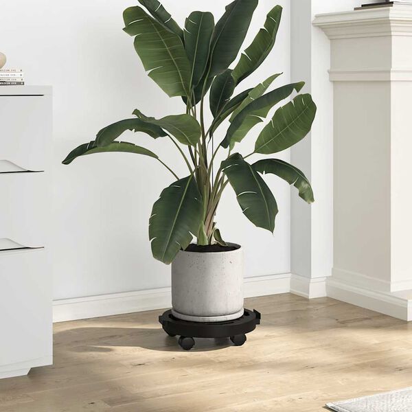 vidaXL Plant Trolleys with Wheels 5 pcs Diameter 30 cm Black 170 kg