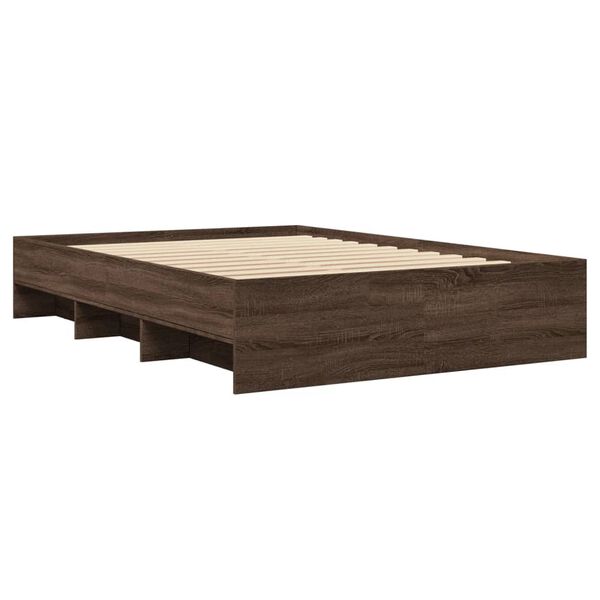 vidaXL Bed Frame without Mattress Brown Oak 140x190 cm Engineered Wood