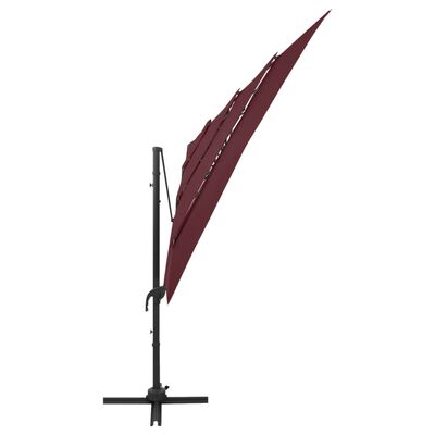 vidaXL 4-Tier Parasol with Aluminium Pole Bordeaux Red 250x250 cm