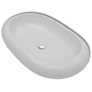 vidaXL Luxury Ceramic Basin Oval-shaped Sink White 63 x 42 cm