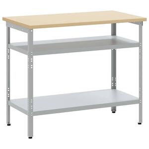 vidaXL Work Table with Shelf Grey and Beige 100 x 55 x 85 cm Steel