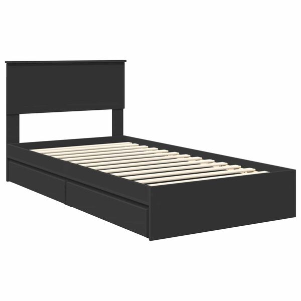 vidaXL Storage Bed with Headboard Black 100 x 200 cm Engineered Wood