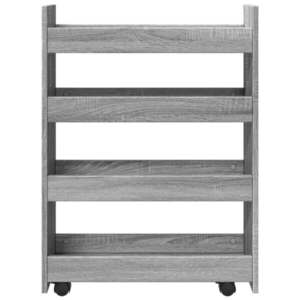 vidaXL Narrow Storage Trolley 4 Tier Grey Sonoma Engineered Wood