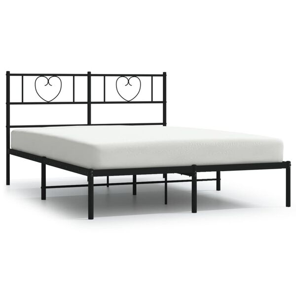 vidaXL Metal Bed Frame without Mattress with Headboard Black 140x200cm
