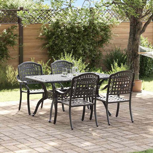 vidaXL Garden Dining Set 5 pcs Black Aluminium
