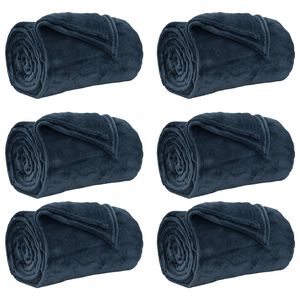 vidaXL Throw Blankets 6 pcs Navy Blue 220 x 240 cm 8.24 kg Fleece