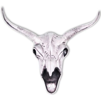 vidaXL Skull Head Decoration Wall-Mounted Aluminium Silver