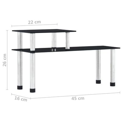 vidaXL Kitchen Shelf Black 45x16x26 cm Tempered Glass