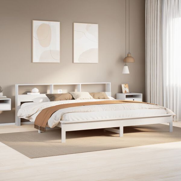 vidaXL Bed Frame without Mattress White 180x200 cm Super King Solid Wood Pine