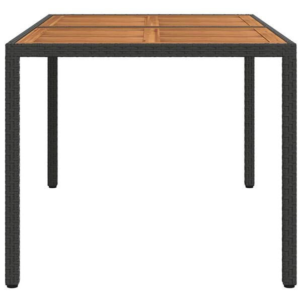 vidaXL Garden Table 150x90x75 cm Poly Rattan and Acacia Wood Black